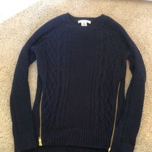CAbi navy sweater with zippers